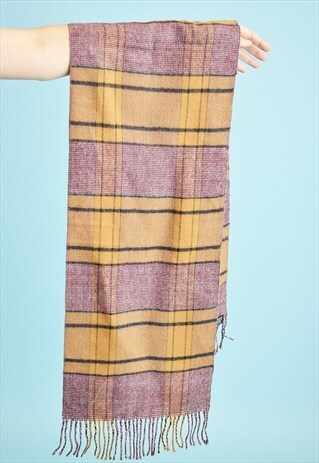 VINTAGE 80'S RETRO TARTAN CHECKED CLASSY SCARF