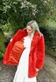 VINTAGE 90S SIZE LARGE FAUX FUR RED TRENCH COAT