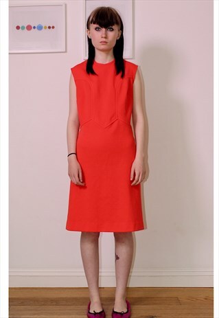 RED ORANGE 60S SHIFT DRESS