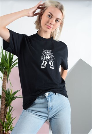 YIFY T-SHIRT IN BLACK WITH ACTION FIGURE LOGO