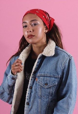 LEVI'S BLUE DENIM SHERPA JACKET