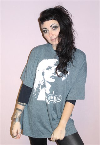 BLONDIE PRINT GREY COTTON T-SHIRT UNISEX PUNK LOUNGEWEAR