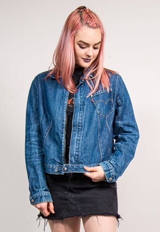 90'S VINTAGE BLUE ZIP LEVI'S BLUE DENIM JACKET
