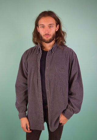 VINTAGE 90'S CORDUROY HOUNDSTOOTH SHIRT