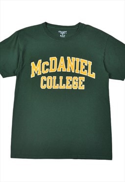 Vintage McDaniel College Champion T-Shirt Green Medium