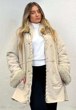 Vintage Y2k Faux Suede Afghan Coat