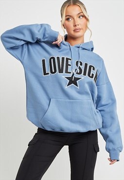 justyouroutfit White Love Sick Slogan Print Hoodie