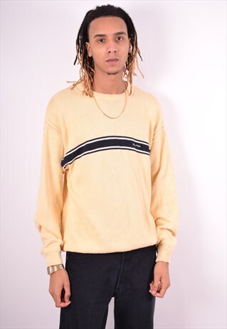 NAUTICA MENS VINTAGE JUMPER SWEATER XL BEIGE 90'S