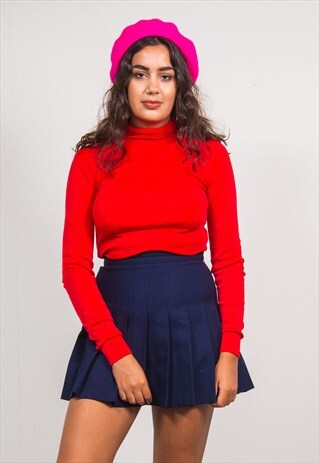VINTAGE 70'S RED TURTLE NECK LONG SLEEVE TOP