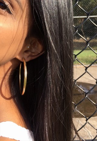 THICK ROSE GOLD HOOPS EARRINGS (LARGE) - SURADESIRES