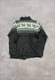 VINTAGE KNITTED CARDIGAN ABSTRACT PATTERNED GRANDAD SWEATER