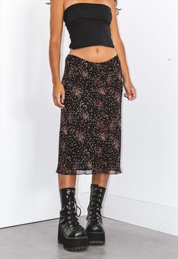 Vintage Patterned Slip Skirt 90s Floral Print