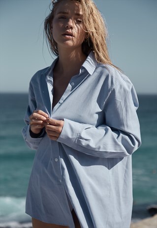 BLUE SHIRT OVERSIZED COTTON