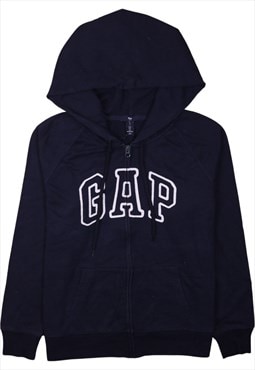 Vintage 90's Gap Hoodie Spellout Full Zip Up Navy