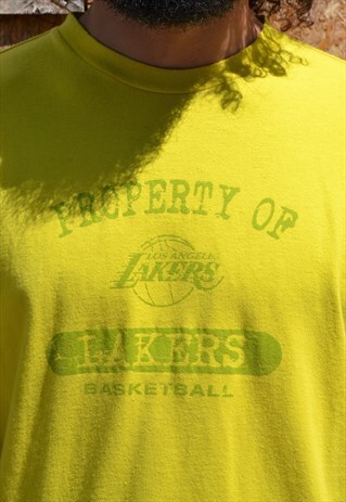 CHAMPION LA LAKERS NBA YELLOW T-SHIRT L