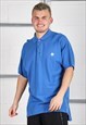 Vintage Timberland Polo Shirt Blue Short Sleeve Tee Medium