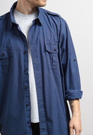 VINTAGE RALPH LAUREN CHAPS SHIRT BLUE