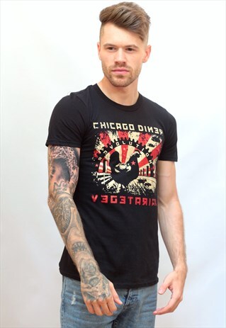 VINTAGE BLACK GRAPHIC 'CHICAGO DINER' T-SHIRT