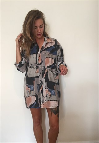 CRAZY PATTERNED VINTAGE RETRO FESTIVAL OVERSIZED SHIRT