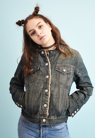 Y2K DENIM & FAUX FUR SHEARLING TEEN JACKET