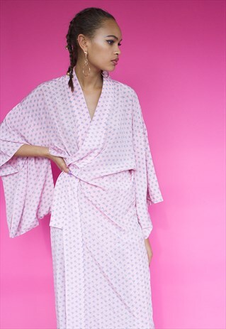 PALE PINK, FULL LENGTH, VINTAGE, KIMONO