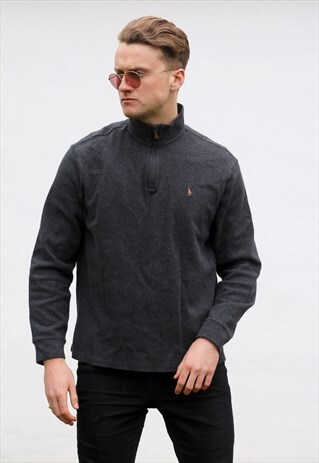 RALPH LAUREN 1/4 ZIP USA ASPHALT GREY SWEATSHIRT
