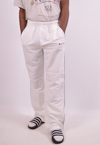 CHAMPION MENS VINTAGE TRACKSUIT TROUSERS XL WHITE 90S