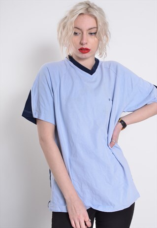 VINTAGE CHAMPION V NECK T-SHIRT BLUE