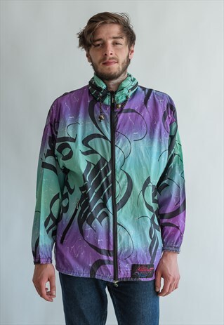 VINTAGE 80S FUNKY RAINCOAT IN MULTICOLOR