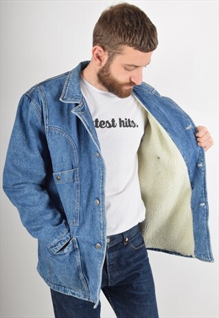 VINTAGE DENIM THICK JACKET MADE IN ITALY SIZE M 90'S (2017)