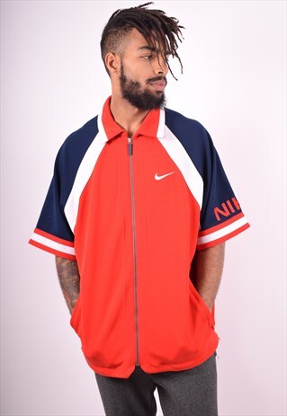 NIKE MENS VINTAGE TRACKSUIT TOP JACKET LARGE RED 90'S