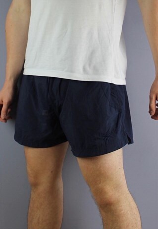 VINTAGE REEBOK SHORTS IN NAVY WITH POCKETS, EMBROIDERED LOGO