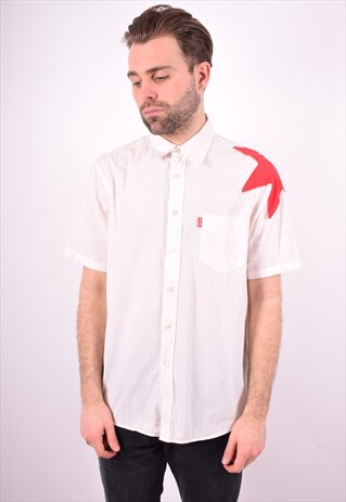 MOSCHINO MENS VINTAGE SHIRT XL WHITE 90'S