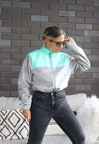 VINTAGE Y2K FILA GREY AND MINT ZIP UP FLEECE