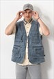 Vintage 90s cargo vest in grey fishing hunting top men