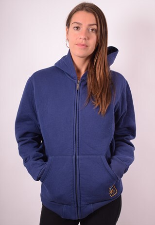 ELLESSE WOMENS VINTAGE HOODIE SWEATER LARGE BLUE 90S