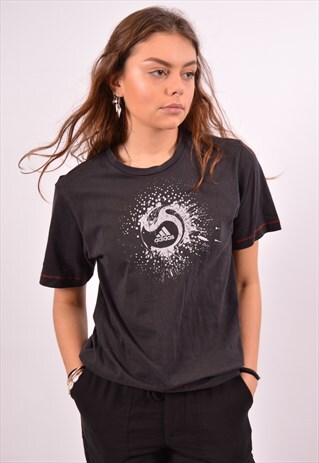 VINTAGE ADIDAS T-SHIRT TOP BLACK