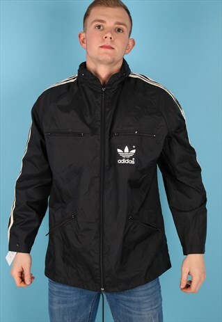 VINTAGE ADIDAS WINDBREAKER JACKET IN BLACK NJ496B