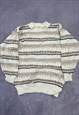 VINTAGE KNITTED JUMPER ABSTRACT CUTE PATTERNED KNIT SWEATER