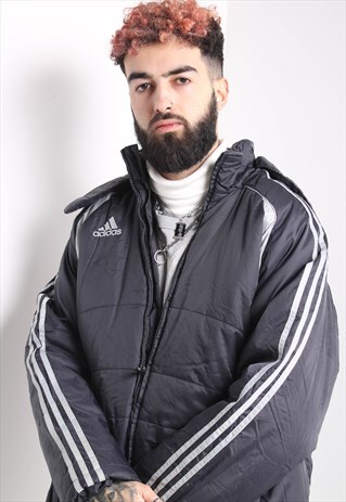 VINTAGE ADIDAS PADDED PUFFER COAT GREY