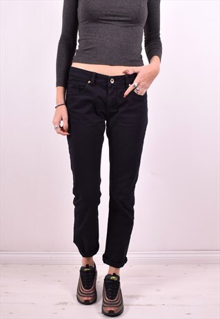 MOSCHINO WOMENS VINTAGE TROUSERS W30 L29 BLACK 90'S