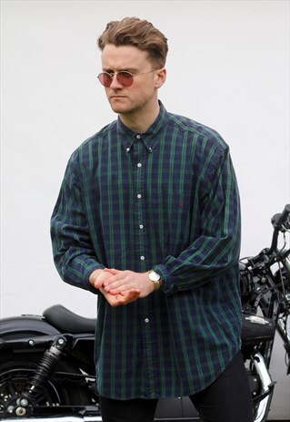 RALPH LAUREN BIG SHIRT USA BLACK WATCH TARTAN SHIRT