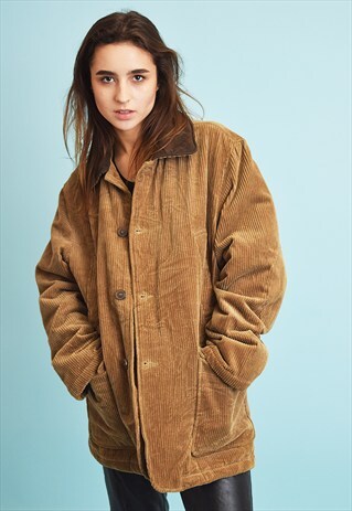 90'S RETRO BROWN CORDUROY WARM OVERSIZED DADS JACKET