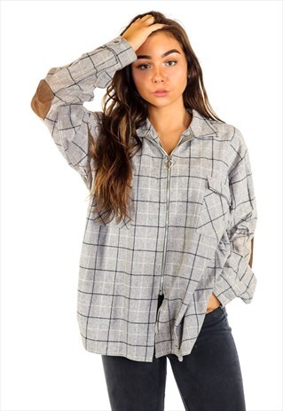 VINTAGE ZIP-UP CHECKERED SHIRT S862