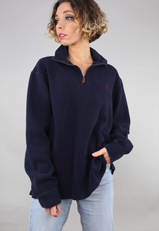 VINTAGE RETRO OVERSIZED POLO RALPH LAUREN 1/4 ZIP SWEATSHIRT