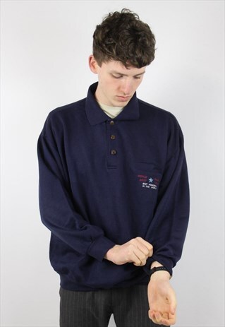 VINTAGE NAVY RUGBY 90S SWEATSHIRT