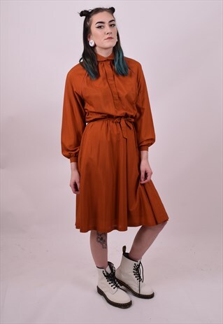 VINTAGE 80'S BURNT ORANGE PREPPY UNI DRESS SIZE 10 12