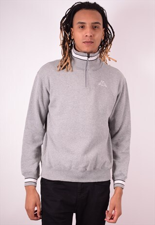 KAPPA MENS VINTAGE SWEATSHIRT JUMPER LARGE GREY 90S