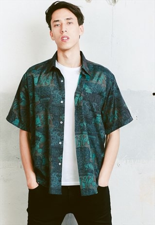 VINTAGE 90S PATTERNED SILK SHIRT