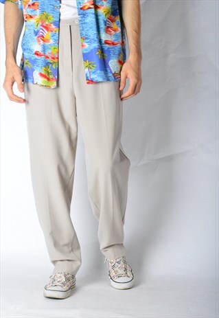 VINTAGE 80S UNISEX BEIGE MINIMALIST PANTS